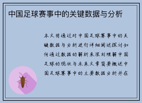 中国足球赛事中的关键数据与分析