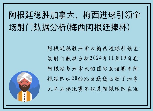 阿根廷稳胜加拿大，梅西进球引领全场射门数据分析(梅西阿根廷捧杯)
